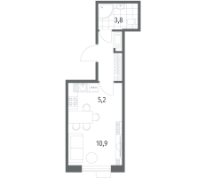 Студия № 130 Корп.: 1.2 , Секция 1  в ЖК Парусная 1