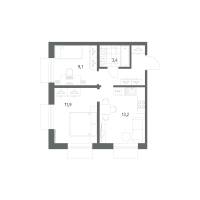 2 ккв № 216 Корп.: 1.3 , Секция 1  в ЖК Парусная 1