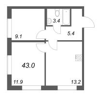 2 ккв № 16 Корп.: 1.1 , Секция 1  в ЖК Парусная 1