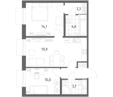 3 ккв (Евро) № 133 Корп.: 1.2 , Секция 1  в ЖК Парусная 1