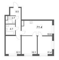 4 ккв (Евро) № 54 Корп.: 1.1 , Секция 1  в ЖК Парусная 1