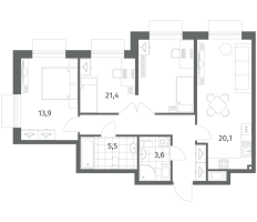 2 ккв № 757 Корп.: 3.2 , Секция 1  в ЖК Парусная 1