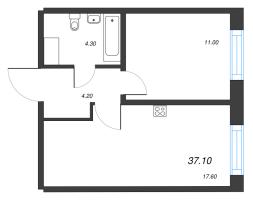 2 ккв (Евро) № 91 Корп.: 1.1 , Секция 1  в ЖК Парусная 1