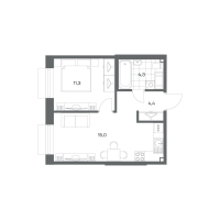 2 ккв (Евро) № 332 Корп.: 1.4 , Секция 1  в ЖК Парусная 1