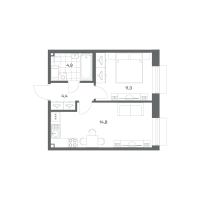 1 ккв № 319 Корп.: 1.4 , Секция 1  в ЖК Парусная 1