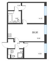 3 ккв (Евро) № 186 Корп.: 1.2 , Секция 1  в ЖК Парусная 1