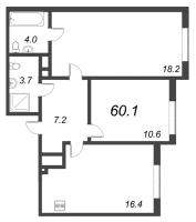 3 ккв (Евро) № 694 Корп.: 3.1 , Секция 2  в ЖК Парусная 1