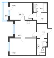 2 ккв № 580 Корп.: 2.3 , Секция 1  в ЖК Парусная 1