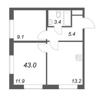 2 ккв № 36 Корп.: 1.1 , Секция 1  в ЖК Парусная 1