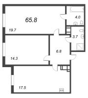 3 ккв (Евро) № 935 Корп.: 3.3 , Секция 2  в ЖК Парусная 1