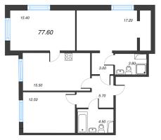 4 ккв (Евро) № 472 Корп.: 2.1 , Секция 2  в ЖК Парусная 1