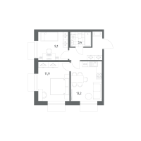 2 ккв № 266 Корп.: 1.3 , Секция 1  в ЖК Парусная 1