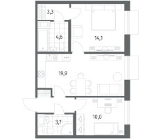 3 ккв (Евро) № 167 Корп.: 1.2 , Секция 1  в ЖК Парусная 1