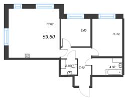 3 ккв (Евро) № 20 Корп.: 1.1 , Секция 1  в ЖК Парусная 1