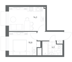 1 ккв № 691 Корп.: 3.1 , Секция 2  в ЖК Парусная 1