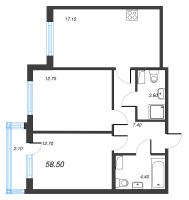 3 ккв (Евро) № 555 Корп.: 2.2 , Секция 2  в ЖК Парусная 1