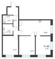 4 ккв (Евро) № 54 Корп.: 1.1 , Секция 1  в ЖК Парусная 1