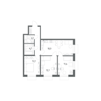 4 ккв (Евро) № 129 Корп.: 1.2 , Секция 1  в ЖК Парусная 1