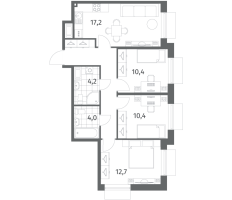 4 ккв (Евро) № 640 Корп.: 3.1 , Секция 1  в ЖК Парусная 1