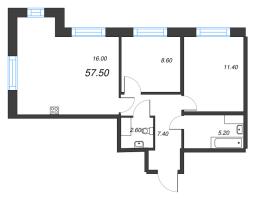 3 ккв (Евро) № 10 Корп.: 1.1 , Секция 1  в ЖК Парусная 1