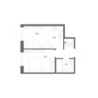2 ккв (Евро) № 306 Корп.: 1.3 , Секция 1  в ЖК Парусная 1