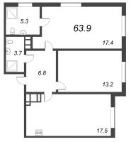 3 ккв (Евро) № 970 Корп.: 3.3 , Секция 3  в ЖК Парусная 1