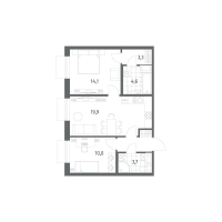 3 ккв (Евро) № 228 Корп.: 1.3 , Секция 1  в ЖК Парусная 1