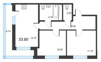 2 ккв № 449 Корп.: 2.1 , Секция 1  в ЖК Парусная 1