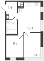3 ккв (Евро) № 338 Корп.: 1 , Секция 3  в ЖК Передвижники 2