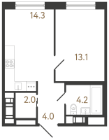 1 ккв № 32 Корп.: 1 , Секция 1  в ЖК Передвижники 2