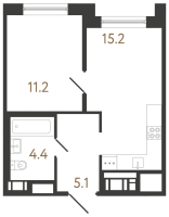 2 ккв (Евро) № 267 Корп.: 1 , Секция 2  в ЖК Передвижники 2