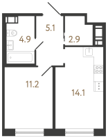 1 ккв № 165 Корп.: 1 , Секция 2  в ЖК Передвижники 2