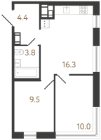 3 ккв (Евро) № 382 Корп.: 1 , Секция 3  в ЖК Передвижники 2