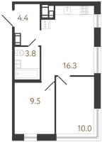 3 ккв (Евро) № 349 Корп.: 1 , Секция 3  в ЖК Передвижники 2