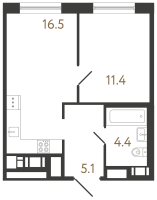 2 ккв (Евро) № 377 Корп.: 1 , Секция 3  в ЖК Передвижники 2