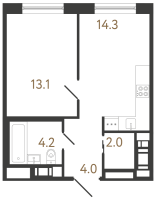 1 ккв № 173 Корп.: 1 , Секция 2  в ЖК Передвижники 2