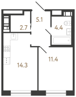 1 ккв № 166 Корп.: 1 , Секция 2  в ЖК Передвижники 2