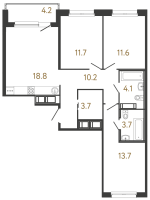 4 ккв (Евро) № 163 Корп.: 1 , Секция 3  в ЖК Передвижники