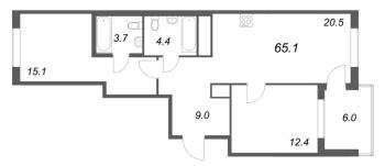 3 ккв (Евро) № 294 Корп.: 1 , Секция 5  в ЖК Передвижники