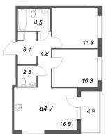 3 ккв (Евро) № 339 Корп.: 1 , Секция 5  в ЖК Передвижники