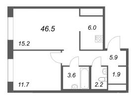 2 ккв (Евро) № 107 Корп.: 1 , Секция 2  в ЖК Передвижники