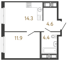 1 ккв № 22 Корп.: 1 , Секция 1  в ЖК Передвижники