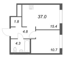 2 ккв (Евро) № 241 Корп.: 1 , Секция 4  в ЖК Передвижники