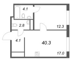 2 ккв (Евро) № 90 Корп.: 1 , Секция 1  в ЖК Передвижники