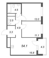 3 ккв (Евро) № 345 Корп.: 1 , Секция 5  в ЖК Передвижники