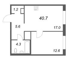 2 ккв (Евро) № 126 Корп.: 1 , Секция 2  в ЖК Передвижники