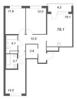 4 ккв (Евро) № 162 Корп.: 1 , Секция 3  в ЖК Передвижники
