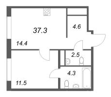 1 ккв № 50 Корп.: 1 , Секция 1  в ЖК Передвижники