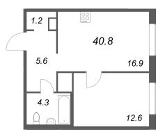 2 ккв (Евро) № 136 Корп.: 1 , Секция 2  в ЖК Передвижники