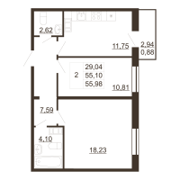 2 ккв № 275 Корп.: 1 , Секция 6  в ЖК Перспектива (Пулковское, 34)